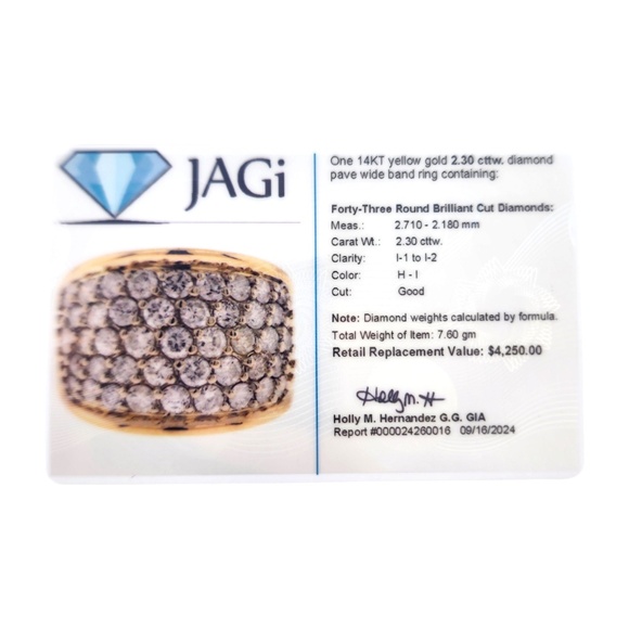 14 Karat Yellow Gold Diamond Pave Wide Band Ring Size 7.75 #19028 - Picture 8 of 8